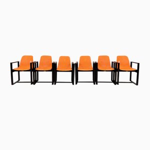 Orange Office Chairs, 1972, Set of 6