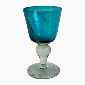Marine Blue Wine Glasses from Mdina, Set of 4