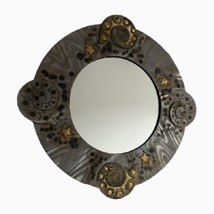 Specchio da parete Swirly in acciaio con conchiglie e stelle