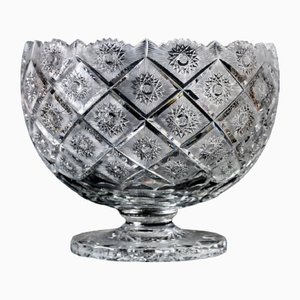 Large Hand-Cut Crystal Vase Centerpiece