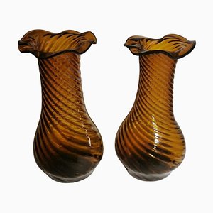 Italienische Vintage Vasen aus toskanischem geblasenem Glas, 1970, 2er Set