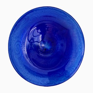 Large Handmade Blue Glass Bowl, Isle of Wight