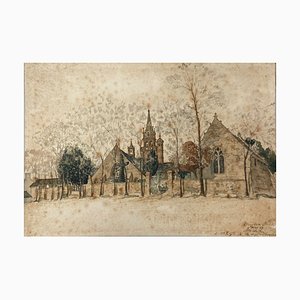 Paul Wallon Ploujean, Eglise, 1987, Aquarelle sur Papier