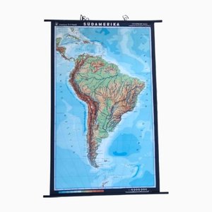 Pull-Down-Karte von Südamerika, 1970er