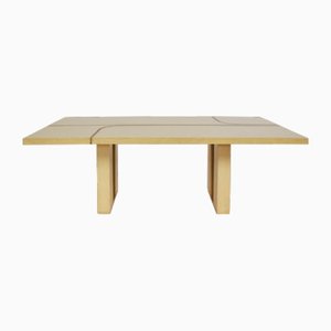 Turri Polished Burlwood and Brass Dining Table, Italy, 1970s