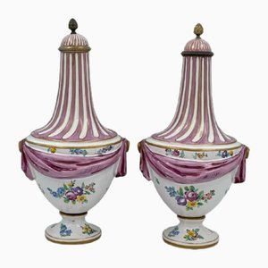Silberne florale Drapery Vasen von Seals, 2er Set