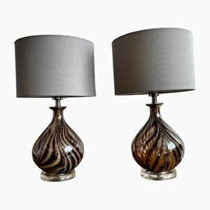 Swirl Glass Table Lamps, Set of 2