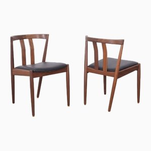 Danish Chairs in Teak and Leather, 1960s, Set of 2