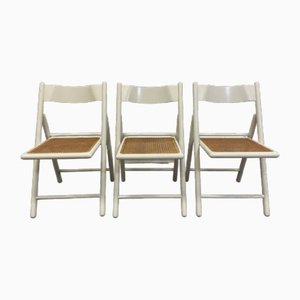 Vintage Cane Folding Dining Chairs, 1979, Set of 3