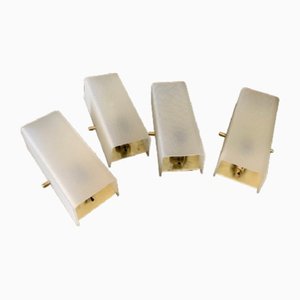 Wall Lights in Acrylic Glass and Brass, 1950s, Set of 4