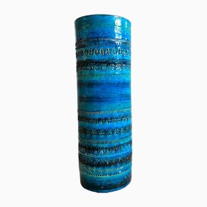 Jarrón Rimini vintage de cerámica azul de Aldo Londi