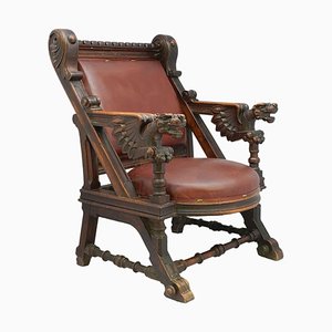 19th Century Renaissance Carved Throne Armchair