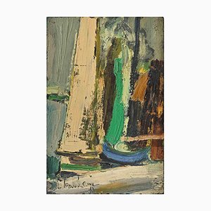Pierre Longchamp, Abstract Composition, Oil on Masonite, Mid-20th Century