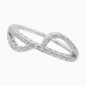 18 Karat White Gold and Diamonds Modern Ring