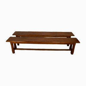 French Oak Benches, 1880s, Set of 2
