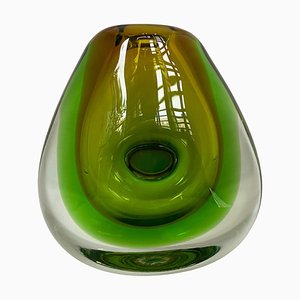 Green Art Glass Vase by Vladimir Mika for Moser, 1960s