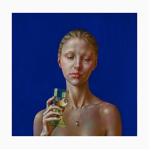 Normunds Braslinsh, Femme avec un Verre, 2019, Huile sur Toile