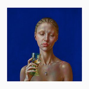 Normunds Braslinsh, Woman with a Glass, 2019, óleo sobre lienzo