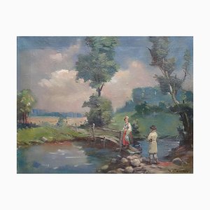 Voldemar Caune, Folk Story, 1950, óleo sobre lienzo