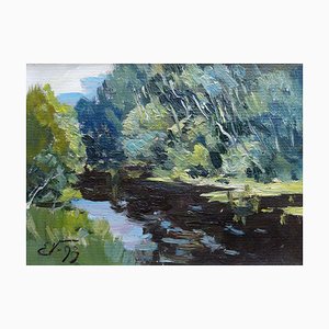 Edgars Vinters, River in Spring, 1993, Huile sur Carton