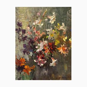 Alfejs Bromults, My Garden Flowers, 1974, Huile sur Carton