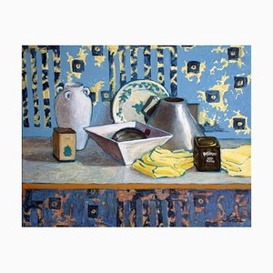 Kristine Kvitka, Still Life in Kitchen, Oil on Canvas, 21st Century