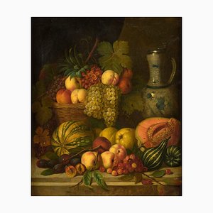 Joseph Correggio, Nature Morte aux Fruits, 19ème Siècle, Huile sur Toile