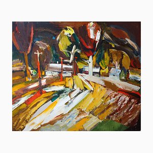 Valdis Bush, Autumn Wind, óleo sobre cartón, años 70
