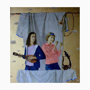 Tatyana Palchuk, Flautista e suonatrice di mandolino, 2016, Olio su tela