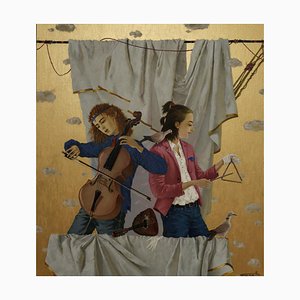 Tatyana Palchuk, Duett mit Cellist, 2016, Öl auf Leinwand
