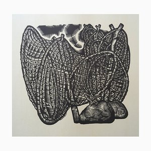 Dainis Rozkalns, Oiseau Vert Bécasseau, 1976, Linogravure