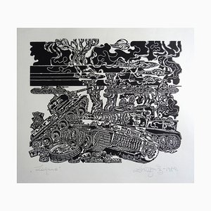 Dainis Rozkalns, Fracture, 1984, Linogravure