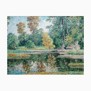 Vera Steinerte-Berzina, Autumn Landscape, Oil on Cardboard