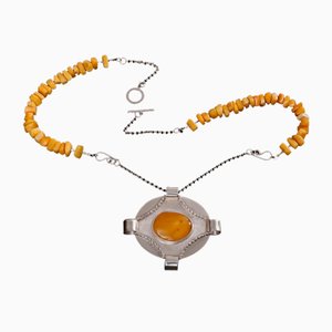 Silver Necklace with Baltic Amber, 2010s