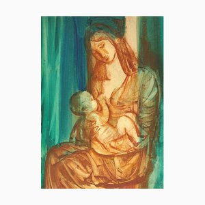 Dzemma Lia Skulme, Madonna with Baby, Watercolor on Paper, 1980s