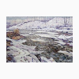 Arijs Skride, River in the Spring, Oil on Canvas, 1970s