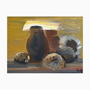 Edvards Grube, Bodegón con girasoles, óleo sobre lienzo