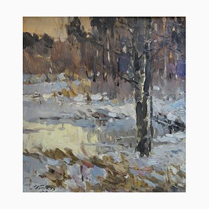 Edgars Vinters, Winter, 1978, Huile sur Carton