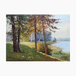 Edgars Vinters, Lakeside, 1959, óleo sobre cartón
