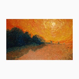 Vadim Kovalev, Coucher de soleil, Huile sur Toile