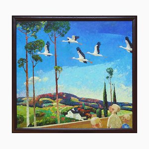 Nugzar Kakhiani, Cranes Are Flying, 2011, óleo sobre lienzo