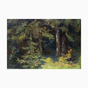 Indrikis Zeberins, In the Forest, 20th Century, Oil on Cardboard