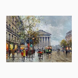 Antoine Blanchard, Parisian Street Scene, óleo sobre lienzo, años 50, enmarcado