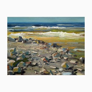 Aleksandrs Zviedris, Stones on the Seashore, 1959, Öl auf Leinwand