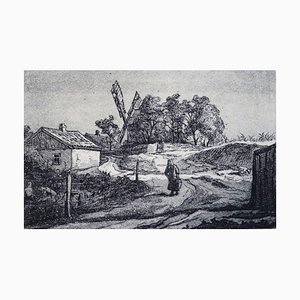 Piotr Petrovich Belousov, The Road from the Mill,, Etching, 10x14,5 Cm, Etching & Paper