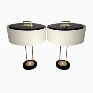 French Brass & Black Painted Metal President Lamps from Arlus, 1950s, Set of 2, 1957