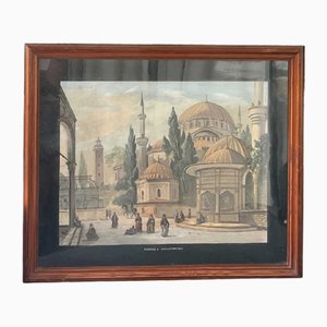 Large European Artist, Mosque in Constantinople, Late 1800s, Gouache & Watercolor