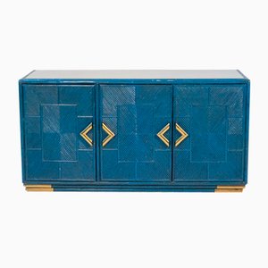 Blue Bamboo and Brass Sideboard from Vivai del Sud, 1970s