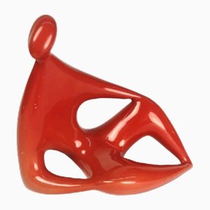 Figurine Moderne Rouge par Török János pour Zsolnay, 1960s