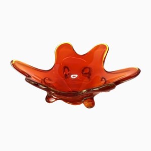 Mid-Century Italian Sommerso Amber Murano Glass Bowl from Seguso, 1970s